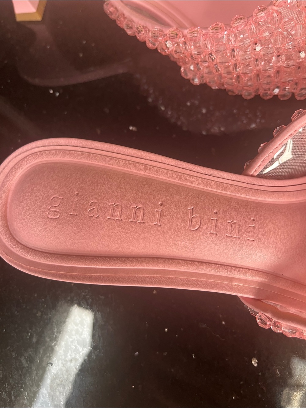 Gianni Bini Pink Pastel Beaded Slide Sandals - Picture 3 of 11